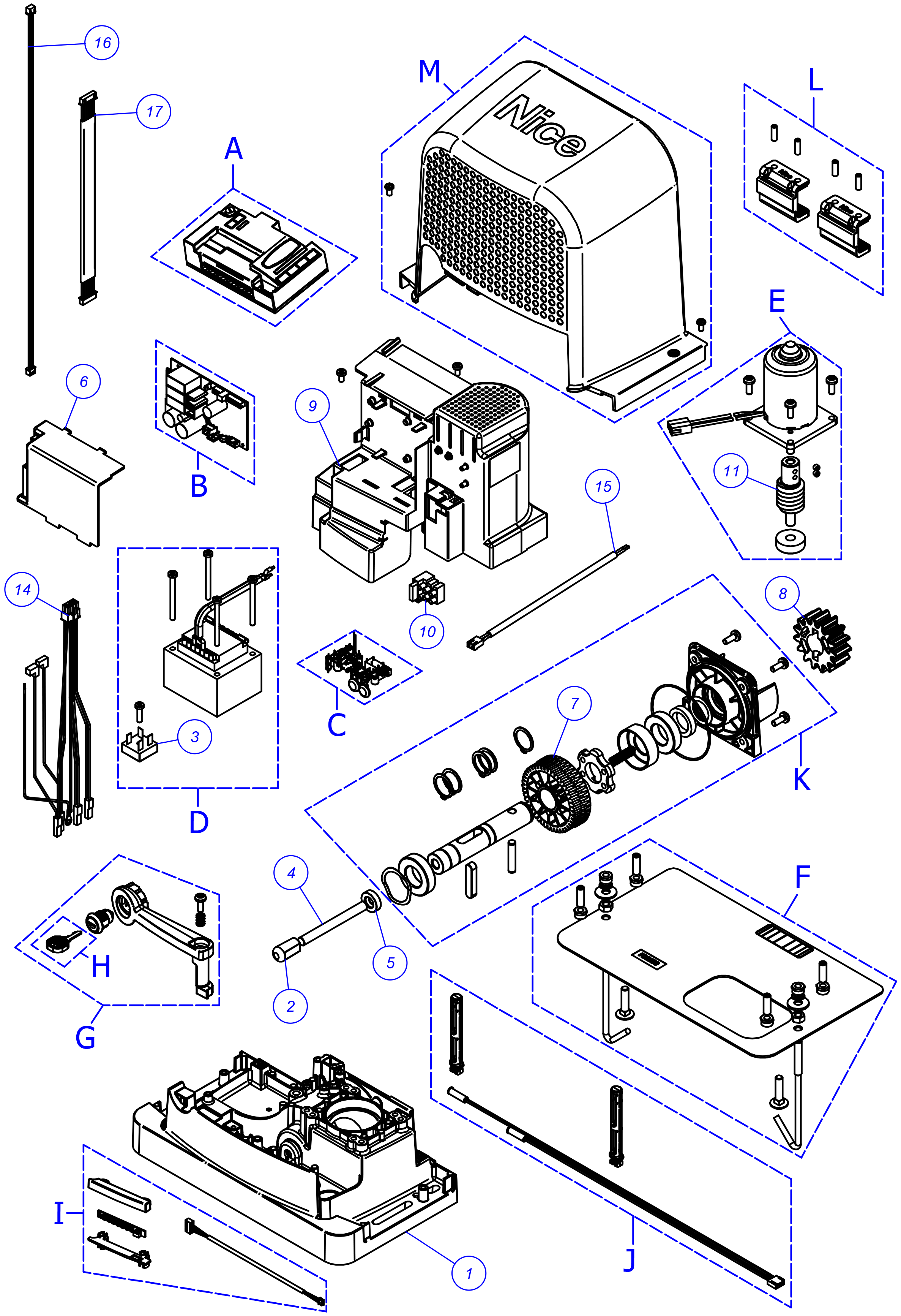 Náhradné diely pre pohon NICE Robus RBS600HS